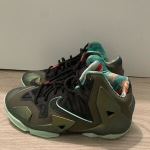 Nike LeBron 11 in Black and Green with Red Details